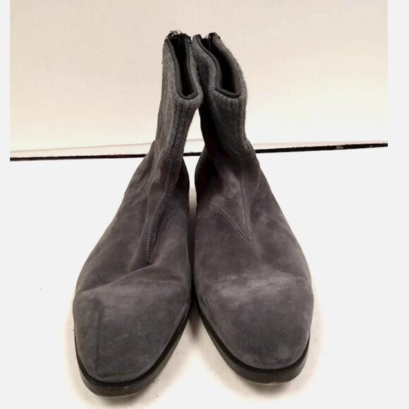 Les Hommes $860 Made in Italy Gray Suede Leather Ankle Boots Zip Up EU 45 US 12 main image 9